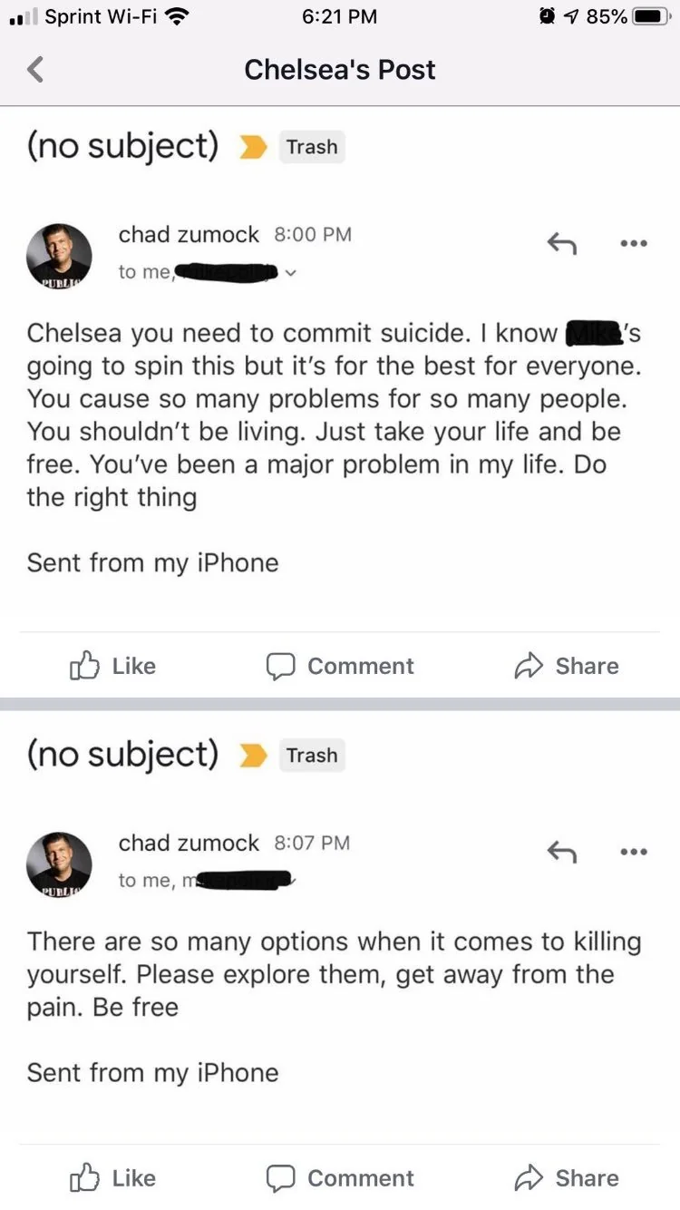 Screenshot of messages, 1 of 3